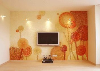 ผนังตกแต่งภายใน (220+ ภาพ): พลาสเตอร์, วอลล์เปเปอร์, จิตรกรรม