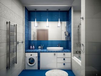 Decoração de casa de banho com pedra artificial: lavatório, bancada, prateleiras. Recursos de uso de material