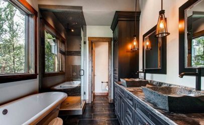 Decoração de casa de banho com pedra artificial: lavatório, bancada, prateleiras. Recursos de uso de material