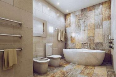 Decoração de casa de banho com pedra artificial: lavatório, bancada, prateleiras. Recursos de uso de material