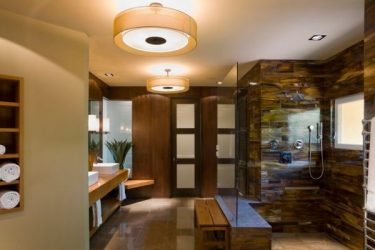 Decoração de casa de banho com pedra artificial: lavatório, bancada, prateleiras. Recursos de uso de material
