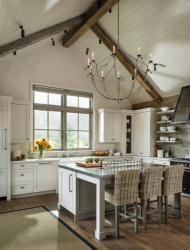 Teto de madeira com vigas decorativas: 165+ (Foto) design e decoração