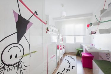 Projeto do quarto das crianças para dois e três filhos de diferentes sexos - 240+ (Foto) Idéias para o zoneamento interior