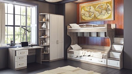 Projeto do quarto das crianças para dois e três filhos de diferentes sexos - 240+ (Foto) Idéias para o zoneamento interior