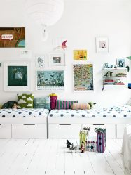 Projeto do quarto das crianças para dois e três filhos de diferentes sexos - 240+ (Foto) Idéias para o zoneamento interior