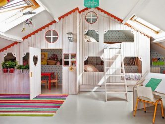 Projeto do quarto das crianças para dois e três filhos de diferentes sexos - 240+ (Foto) Idéias para o zoneamento interior