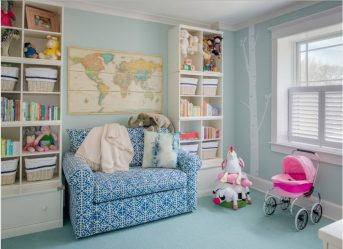 Projetar um quarto de crianças com um sofá macio: como e onde devo colocá-lo?