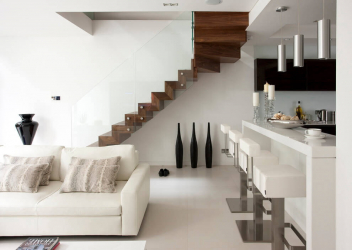 O design interior da moradia em estilo moderno: 155+ (foto) projetos para a sala de estar, cozinha, pátio