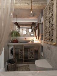 Projeto do banheiro em uma casa de madeira (mais de 200 fotos): decoração DIY (teto, piso, paredes)