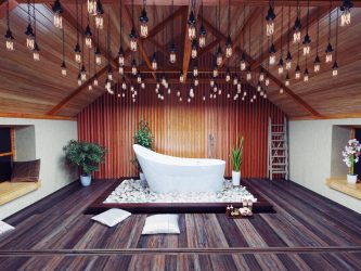 Projeto do banheiro em uma casa de madeira (mais de 200 fotos): decoração DIY (teto, piso, paredes)