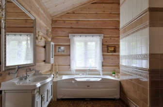 Bathroom design in a wooden house (200+ Photos): DIY decoration (ceiling, floor, walls)