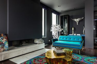 Fazemos o interior em preto: Cortinas / Papel de Parede / Teto (185 + Foto). Acento brilhante de seu design
