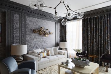 Fazemos o interior em preto: Cortinas / Papel de Parede / Teto (185 + Foto). Acento brilhante de seu design