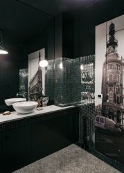 Fazemos o interior em preto: Cortinas / Papel de Parede / Teto (185 + Foto). Acento brilhante de seu design