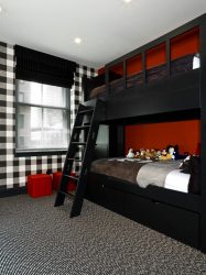 Fazemos o interior em preto: Cortinas / Papel de Parede / Teto (185 + Foto). Acento brilhante de seu design