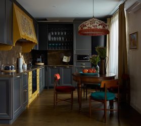 Fazemos o interior em preto: Cortinas / Papel de Parede / Teto (185 + Foto). Acento brilhante de seu design