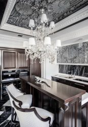 Fazemos o interior em preto: Cortinas / Papel de Parede / Teto (185 + Foto). Acento brilhante de seu design
