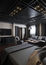 Fazemos o interior em preto: Cortinas / Papel de Parede / Teto (185 + Foto). Acento brilhante de seu design