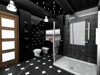 Fazemos o interior em preto: Cortinas / Papel de Parede / Teto (185 + Foto). Acento brilhante de seu design