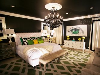 Fazemos o interior em preto: Cortinas / Papel de Parede / Teto (185 + Foto). Acento brilhante de seu design