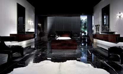 Fazemos o interior em preto: Cortinas / Papel de Parede / Teto (185 + Foto). Acento brilhante de seu design