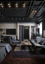 Fazemos o interior em preto: Cortinas / Papel de Parede / Teto (185 + Foto). Acento brilhante de seu design