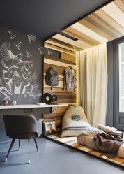 Fazemos o interior em preto: Cortinas / Papel de Parede / Teto (185 + Foto). Acento brilhante de seu design