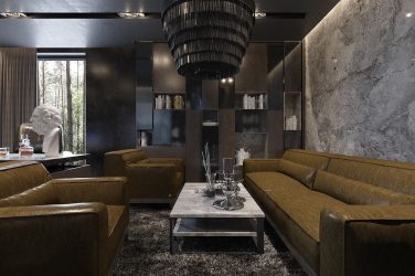 Fazemos o interior em preto: Cortinas / Papel de Parede / Teto (185 + Foto). Acento brilhante de seu design