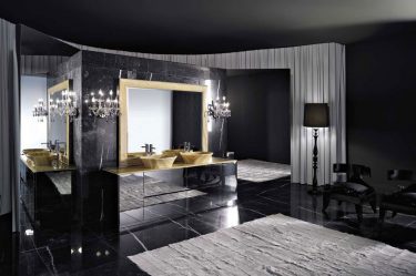 Fazemos o interior em preto: Cortinas / Papel de Parede / Teto (185 + Foto). Acento brilhante de seu design