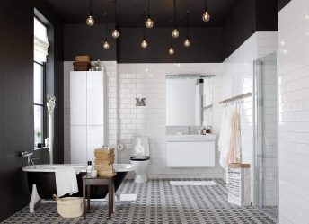 Fazemos o interior em preto: Cortinas / Papel de Parede / Teto (185 + Foto). Acento brilhante de seu design