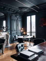 Fazemos o interior em preto: Cortinas / Papel de Parede / Teto (185 + Foto). Acento brilhante de seu design