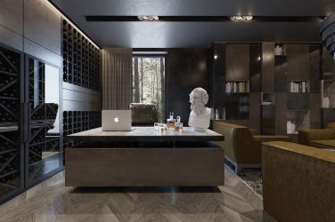 Fazemos o interior em preto: Cortinas / Papel de Parede / Teto (185 + Foto). Acento brilhante de seu design