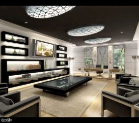 Fazemos o interior em preto: Cortinas / Papel de Parede / Teto (185 + Foto). Acento brilhante de seu design
