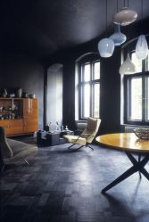 Fazemos o interior em preto: Cortinas / Papel de Parede / Teto (185 + Foto). Acento brilhante de seu design
