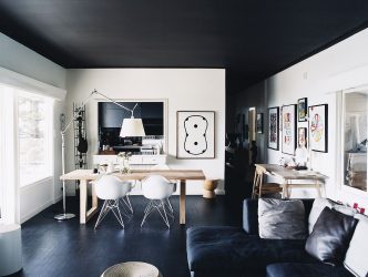 Fazemos o interior em preto: Cortinas / Papel de Parede / Teto (185 + Foto). Acento brilhante de seu design