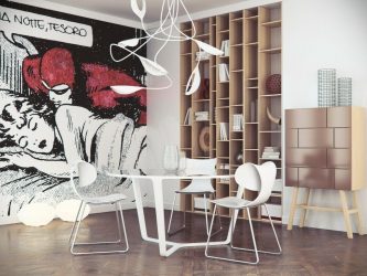 Foto papel de parede na parede na sala de estar, quarto, cozinha e criança: 205 + Foto interiores atraentes