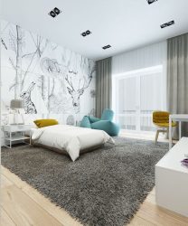 Foto papel de parede no interior do quarto: 205+ (Foto) Belas ideias para criar conforto