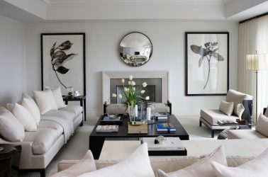 O design da sala de estar na cor da neve branca - criando obras-primas de elite 135+ Fotos de soluções de estilo real no interior