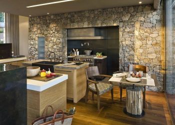 Pedra decorativa na cozinha - 130 opções de design para belos desenhos