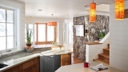 Pedra decorativa na cozinha - 130 opções de design para belos desenhos