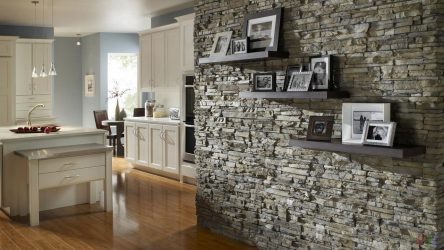 Pedra decorativa na cozinha - 130 opções de design para belos desenhos