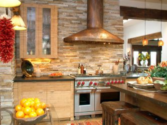 Pedra decorativa na cozinha - 130 opções de design para belos desenhos