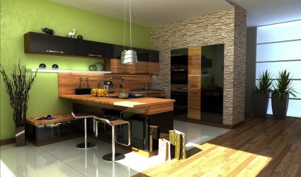 Pedra decorativa na cozinha - 130 opções de design para belos desenhos