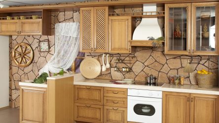 Pedra decorativa na cozinha - 130 opções de design para belos desenhos