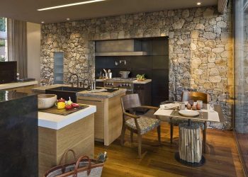 Pedra decorativa na cozinha - 130 opções de design para belos desenhos