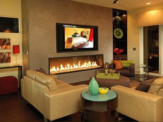 Lareira elétrica com o efeito de uma chama viva: Wall, Built-in, Outdoor. Qual modelo preferir? (Mais de 230 fotos)