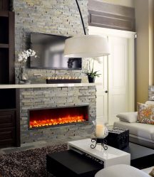 Lareira elétrica com o efeito de uma chama viva: Wall, Built-in, Outdoor. Qual modelo preferir? (Mais de 230 fotos)