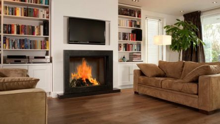 Lareira elétrica com o efeito de uma chama viva: Wall, Built-in, Outdoor. Qual modelo preferir? (Mais de 230 fotos)