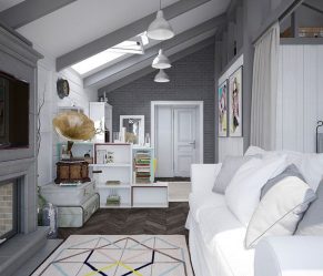 Home design com sótão (170+ fotos) - opções de decoração de interiores de quarto