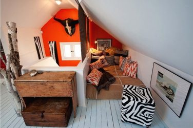 Home design com sótão (170+ fotos) - opções de decoração de interiores de quarto